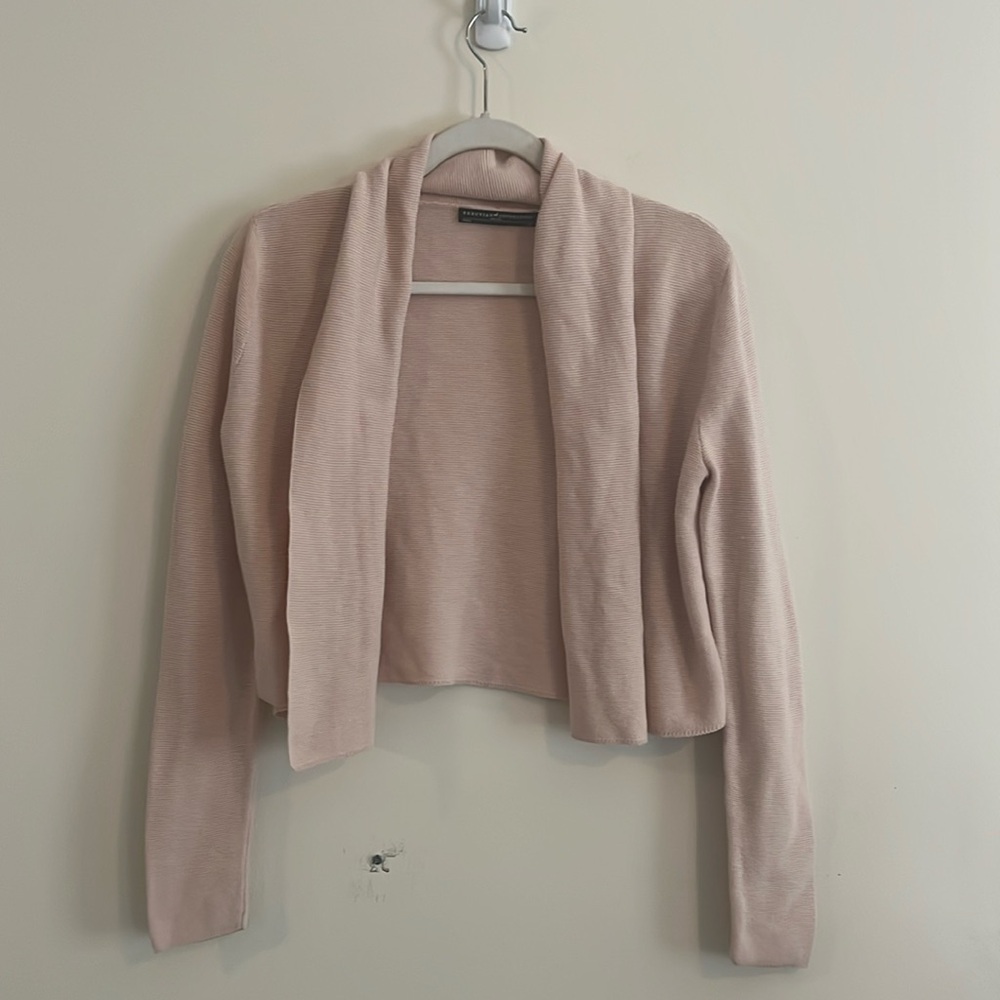 Peruvian Connection Pink Blush Shrug Cropped Cardigan Balletcore XS Pima Cotton‎